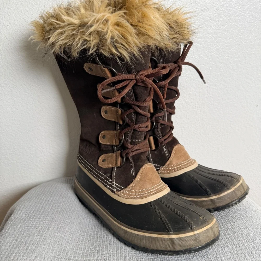 Sorel Joan of Arctic Waterproof Winter Boots Brown Suede USA 11 NL1540-248